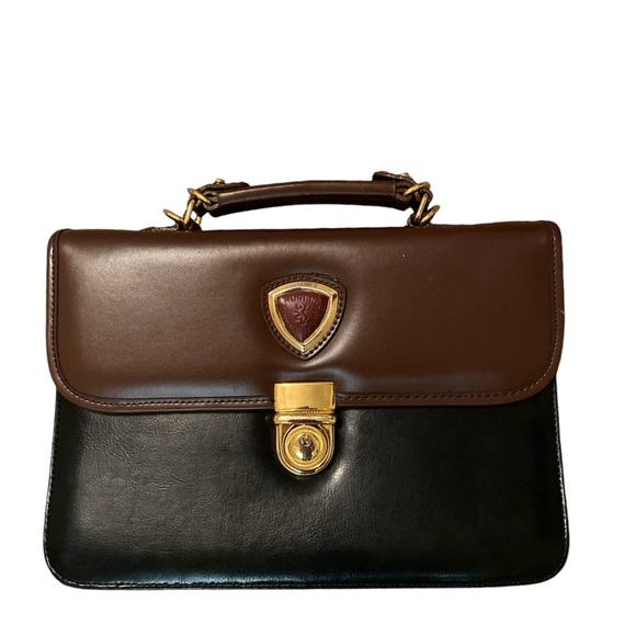 Adriana Vintage Two-Tone Leather Envelope Portfolio Handbag - Picture 1 of 10